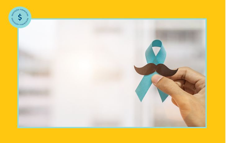 Novembro Mês de Conscientização sobre o Câncer de Próstata, Homem segurando uma fita azul com bigode para apoiar as pessoas que vivem e adoecem. Cuidados de saúde, homens internacionais, conceito do dia do câncer pai e mundial